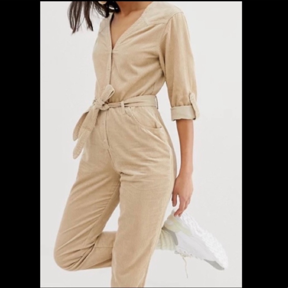 Tan Mango Corduroy Jumpsuit